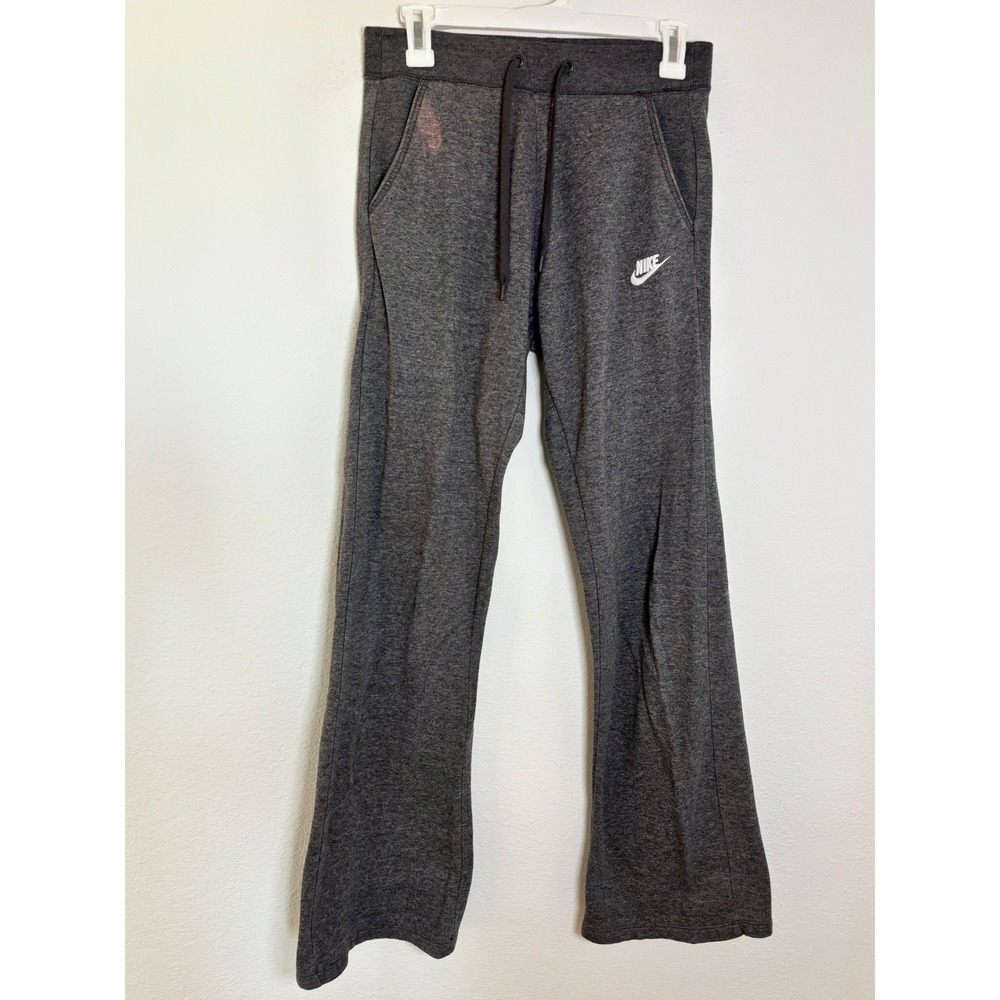 Nike Sportswear Women Small Gray Fleece Joggers Straight Leg Sweatpants Stain